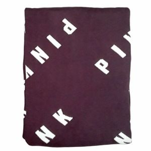 PINK Victoria's Secret Logo Throw Blanket 50" X 60" Tassel Trim HTF